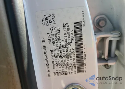 2016 Acura Rdx from USA, damaged, VIN 5J8TB3H30GL010495